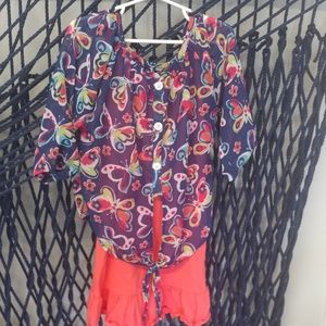 Girls blue and coral outfit